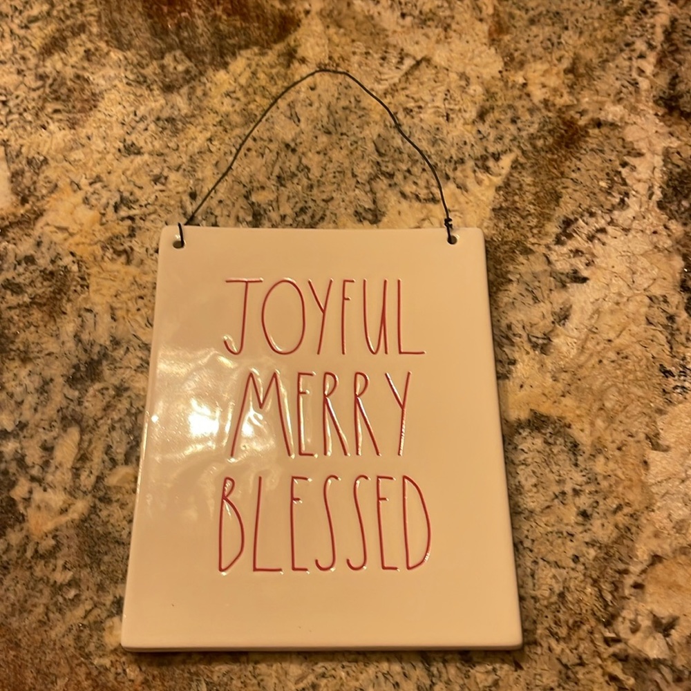 Rae Dunn JOYFUL MERRY BLESSED ceramic sign
